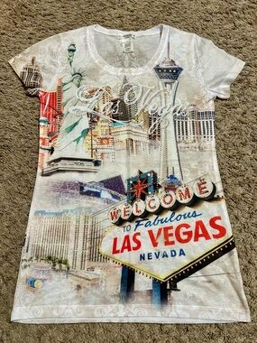 White Las Vegas Graphic Short Sleeve Tee